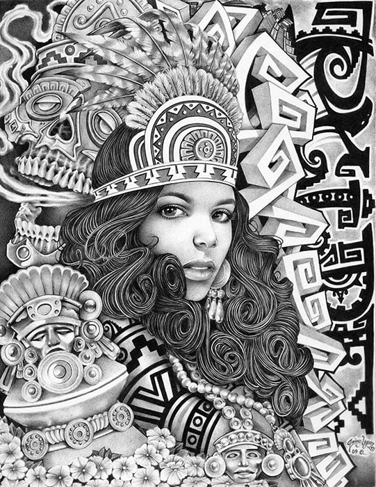 Aztec Girl - Canvas Giclee