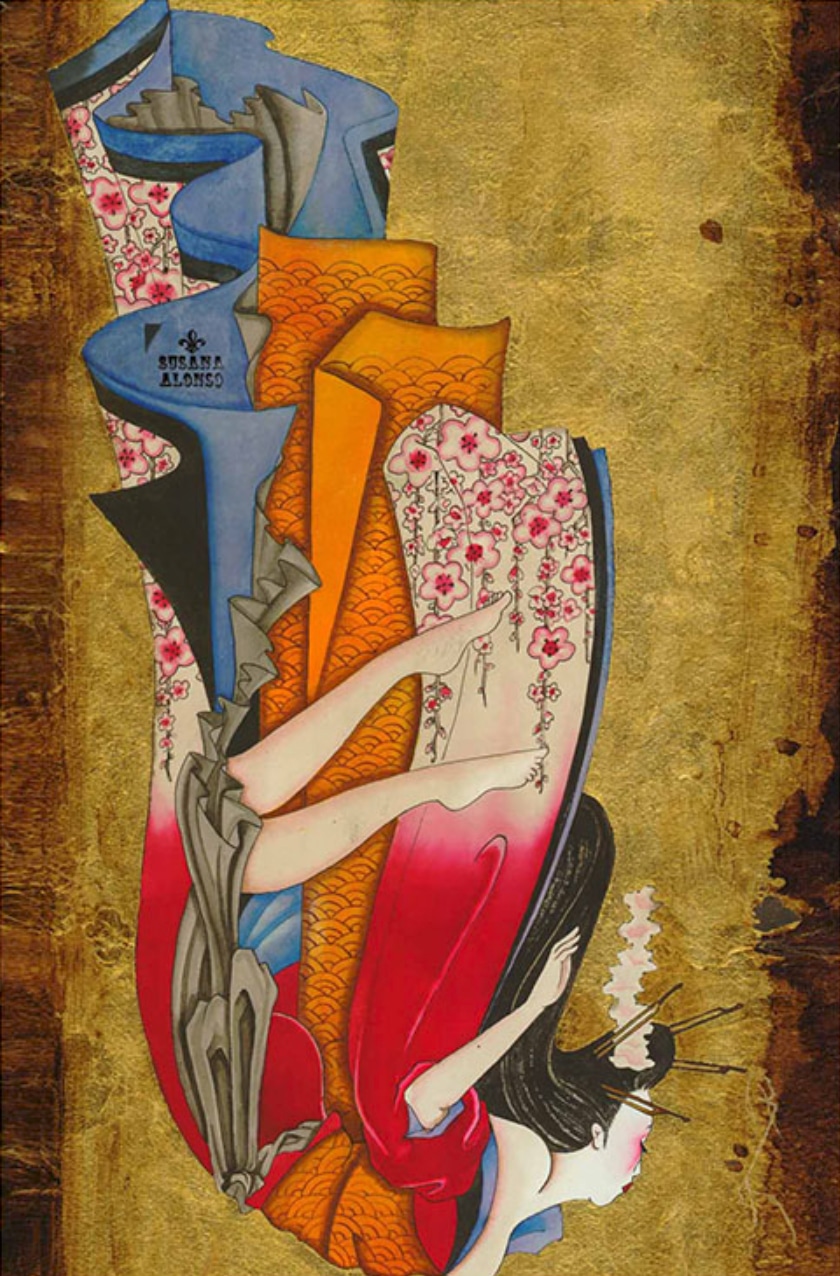 Falling Geisha - Canvas Giclee