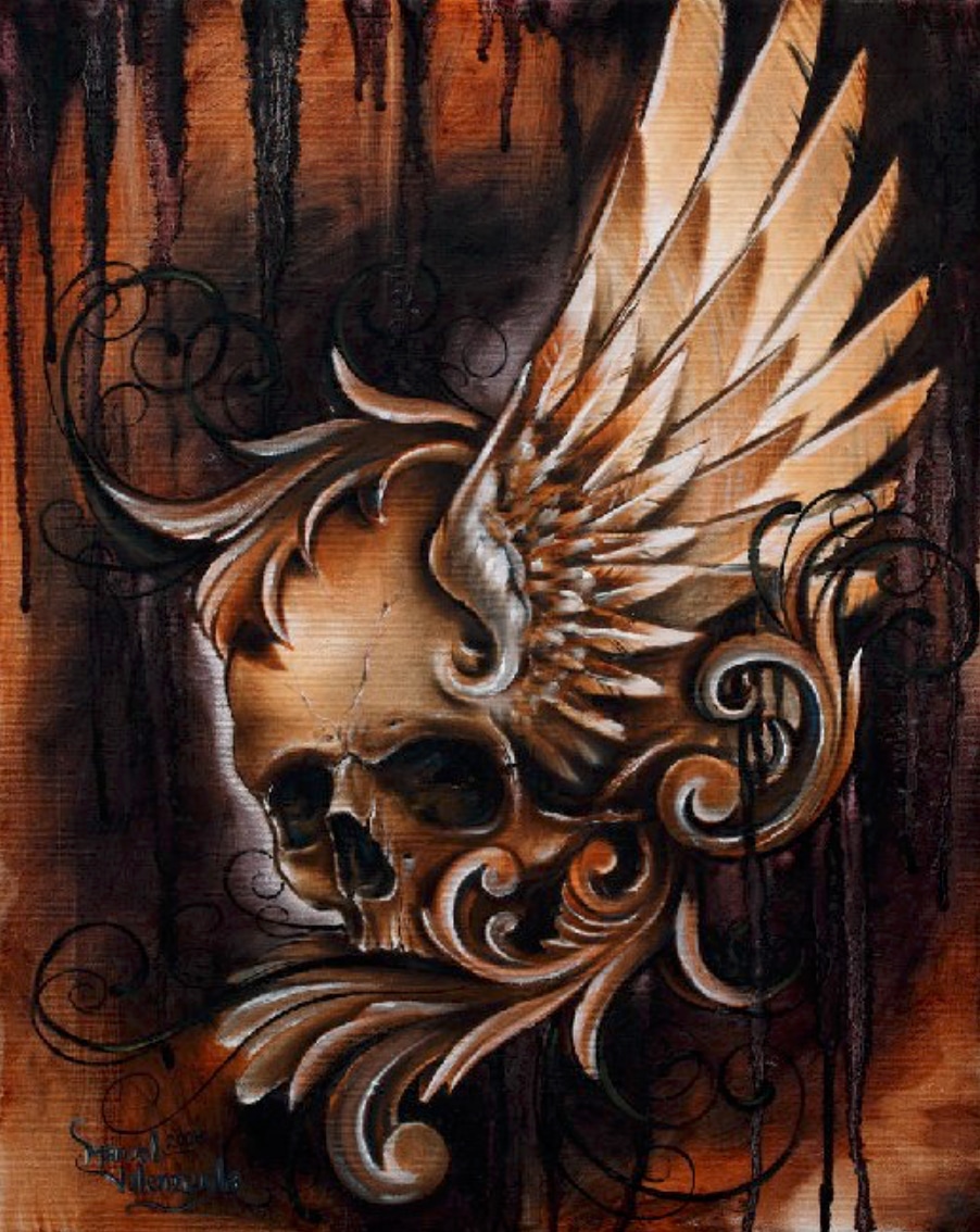 Winged Skull - Canvas Giclee