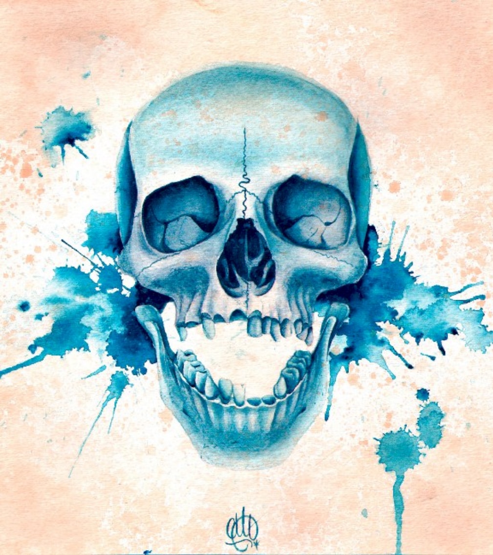 Blue Skull - Canvas Giclee