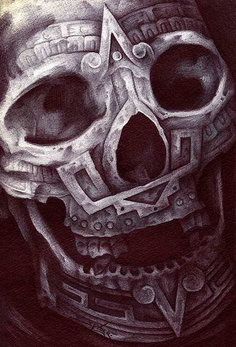 Aztec Skull - Canvas Giclee