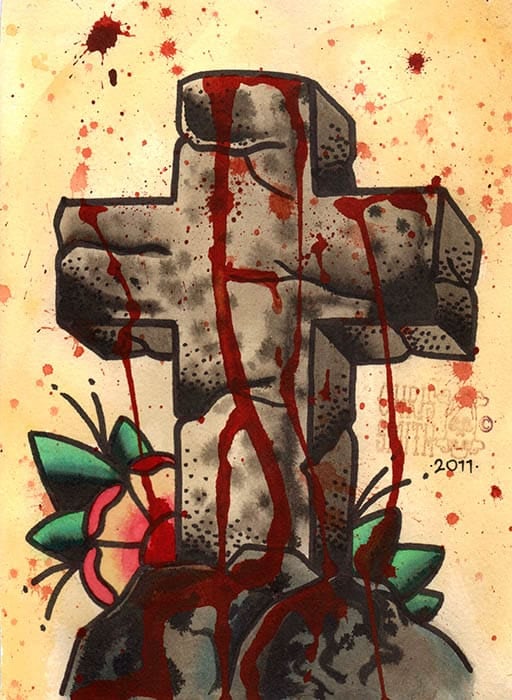 Blood Soaked Cross - Canvas Giclee