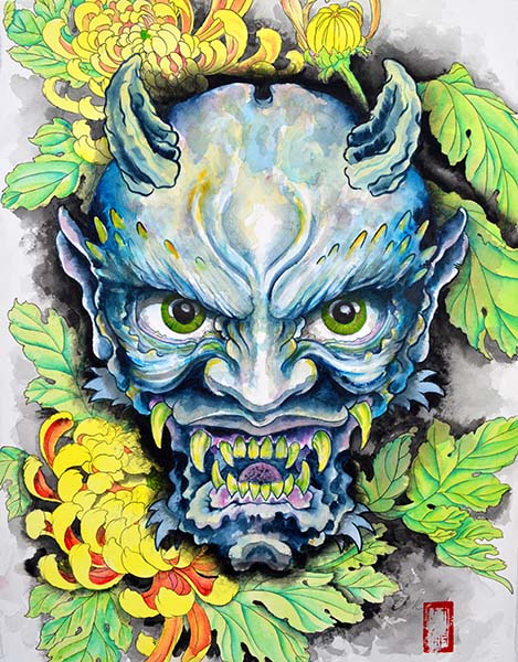 Blue Oni - Canvas Giclee