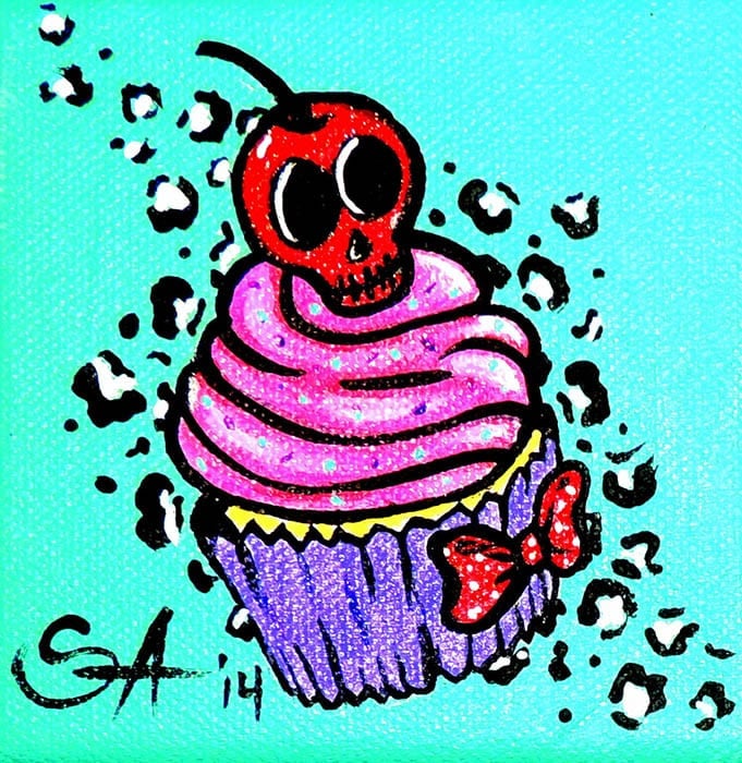 Cherryskull Cupcake - Canvas Giclee