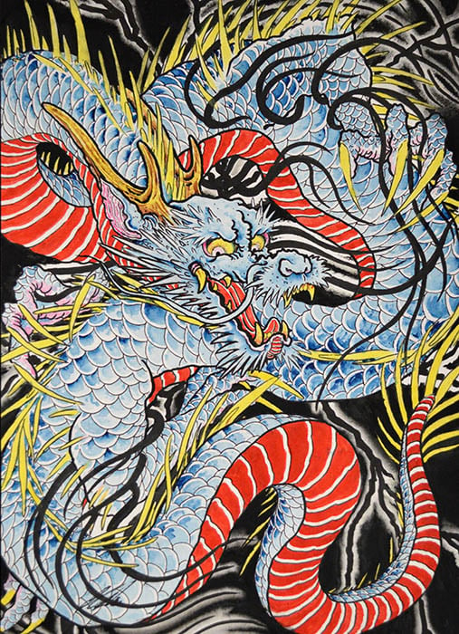 Dragon In Indigo - Canvas Giclee