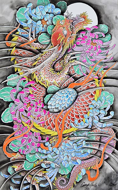 Floral Dragon - Canvas Giclee