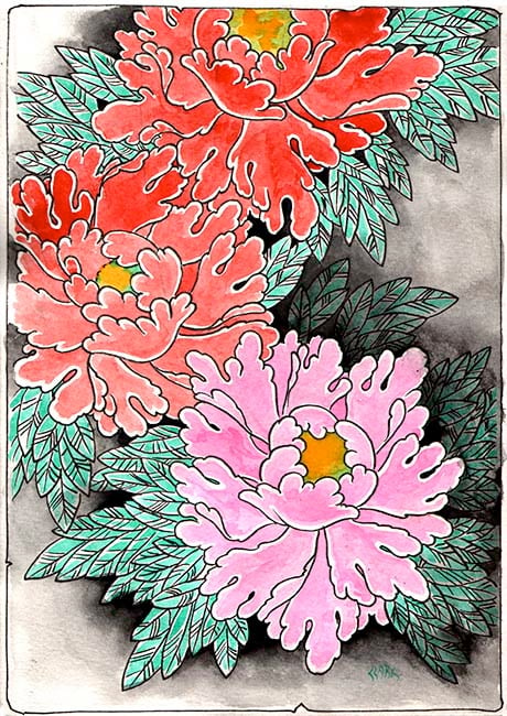 Peonies at Night - Canvas Giclee