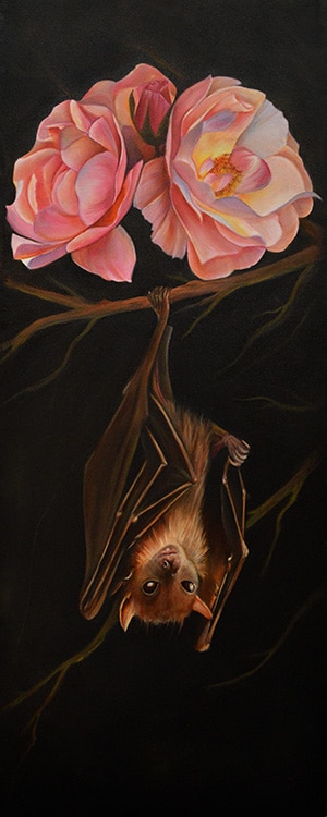 Rose & Bat - Canvas Giclee