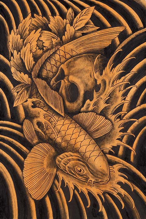 Skull & Koi - Canvas Giclee