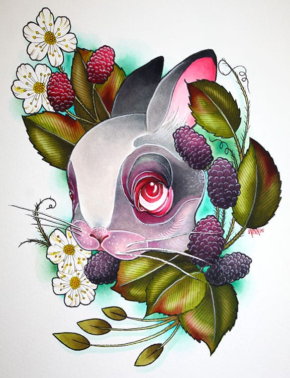 Blackberry Bunny - Canvas Giclee