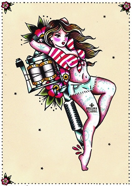 Tattoo Gun Pin - Canvas Giclee