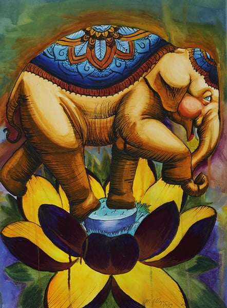 Elephant Lotus - Canvas Giclee