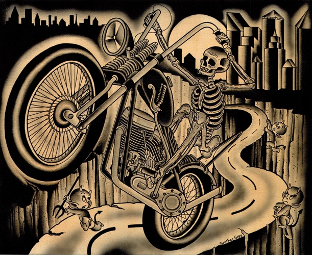 City Biker-Canvas Giclee