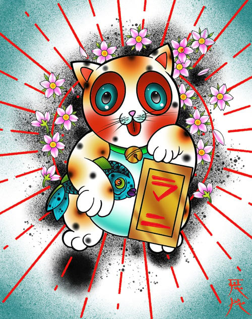 Lucky Cat-Canvas Giclee