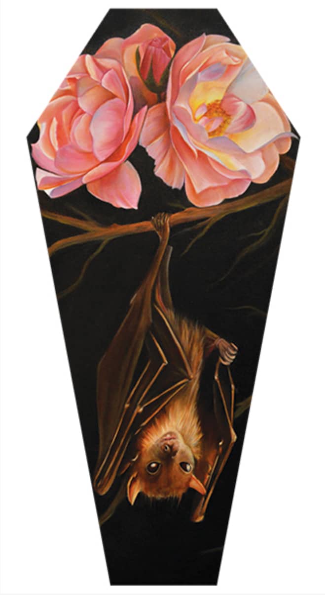 Rose & Bat - Canvas Coffin Giclee