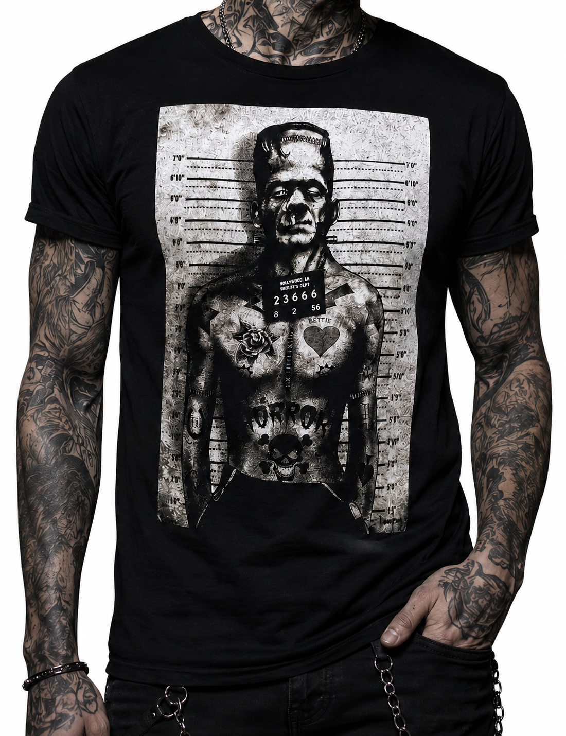 FRANKY MUGSHOT - Men's T-Shirt | Frankenstein Mugshot